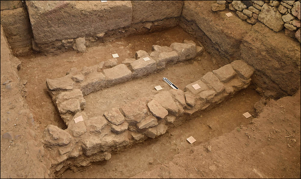 Overhead view of a trench on the site.