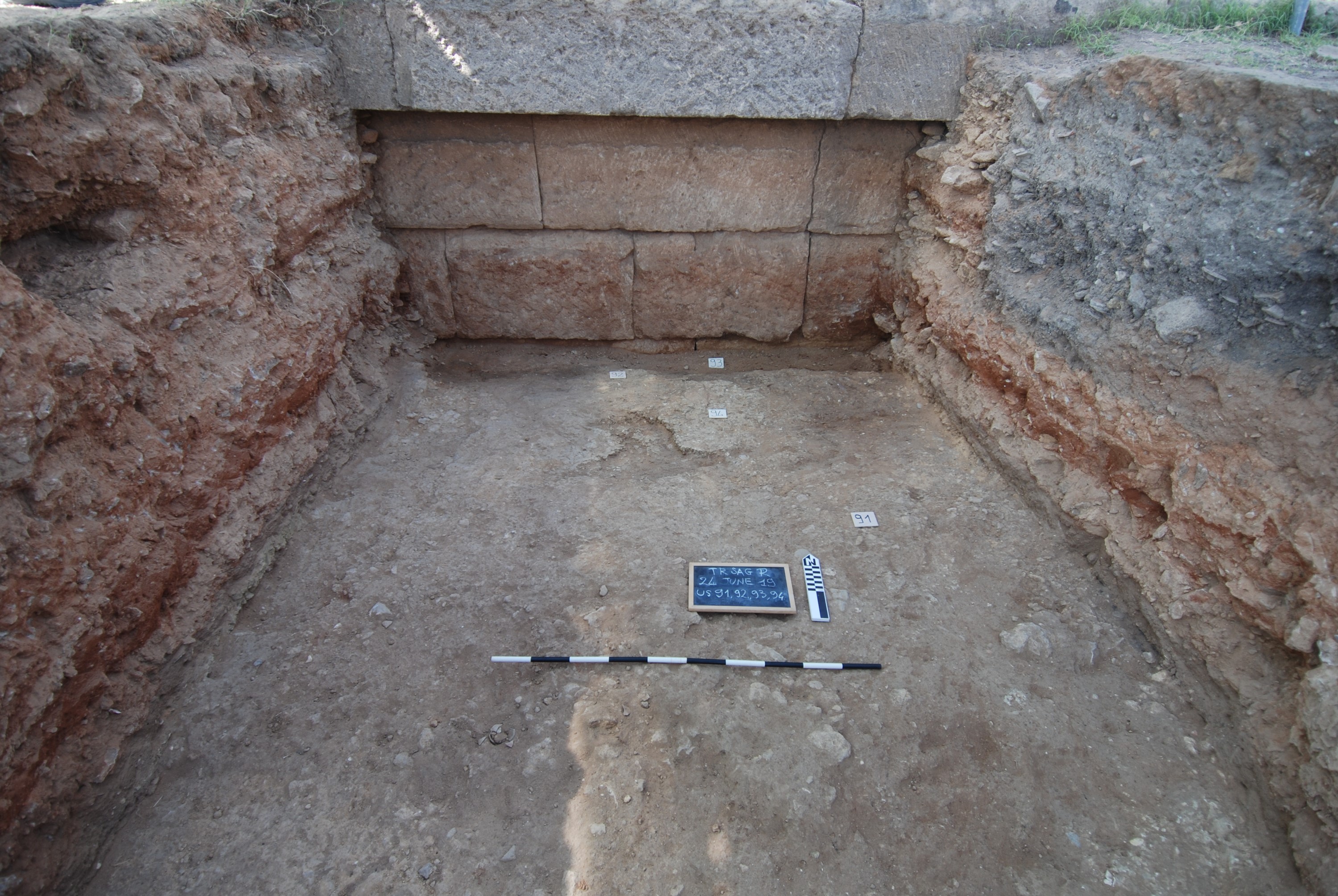 View of Trench R including large blocks that makeup the foundation of Temple C.