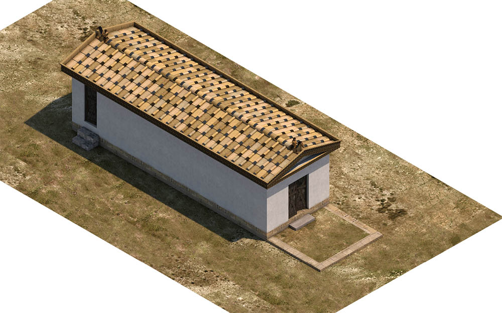 Blue stuatuette on a black background.