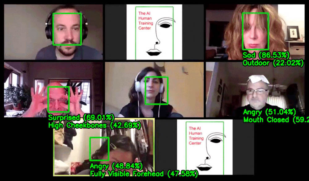 Screen shot of people using facial recognition systems.