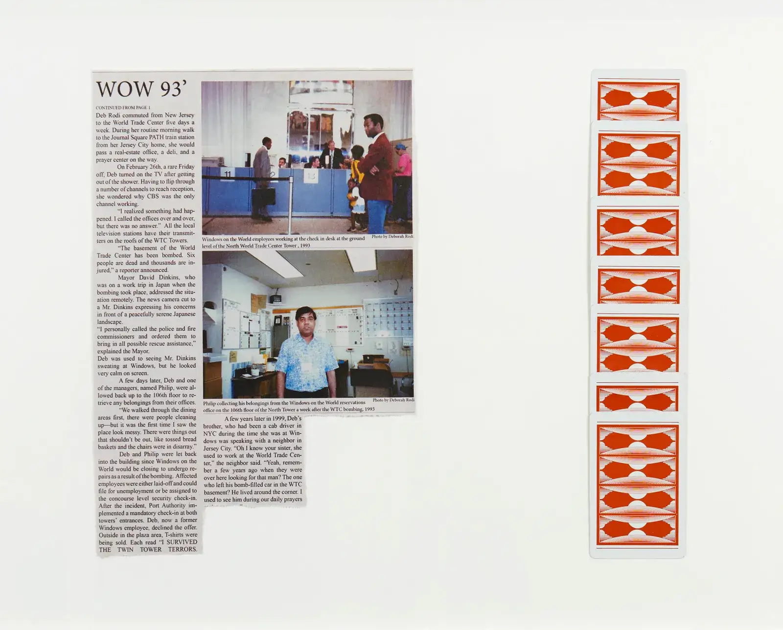 A full-page magazine spread featuring three parts. On the left is a column of text with the headline
