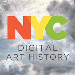 The Logo for theNYC Digital Art History Group which utilizes a detail from a John Constable cloud study as a subtle nod to cloud computing