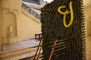 deatil of Martha Friedman's installation